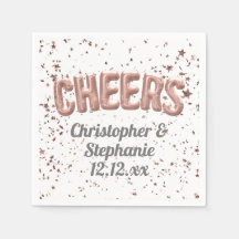 Rose Gold Balloon Confetti Cheers Custom Wedding