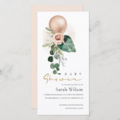 ROSE GOLD BALLOON FLORAL BUNCH BABY SHOWITE EINLAD DANKESKARTE (Vorne/Hinten)