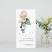 ROSE GOLD BALLOON FLORAL BUNCH BABY SHOWITE EINLAD DANKESKARTE (Stehend Vorderseite)