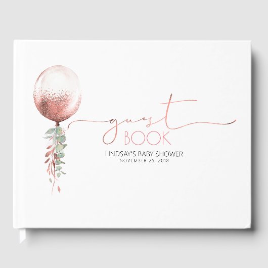 Rose Gold Balloon Garland Baby Showbook Gästebuch (Vorderseite)