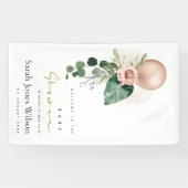 ROSE GOLD BALLOON PEACH FLORAL BUNCH BABY DUSCHE BANNER (Horizontal)