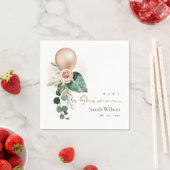 ROSE GOLD BALLOON PEACH FLORAL BUNCH BABY DUSCHE SERVIETTE (Beispiel)