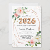 Rose Gold Balloon Schriftart Class of 2025 Abschlu Einladung (Vorderseite)
