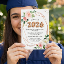 Rose Gold Balloon Schriftart Class of 2025 Abschlu