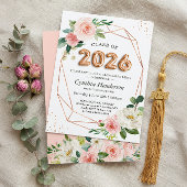 Rose Gold Balloon Schriftart Class of 2025 Abschlu Einladung