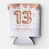 Rose Gold Balloons 13. Geburtstagsparty Dosenkühler (Vorderseite)