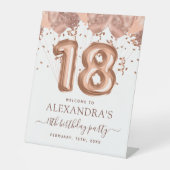 Rose Gold Balloons 18. Geburtstag Begrüßungszeiche Sockelschild (Vorderseite)