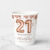 Rose Gold Balloons 21. Geburtstag Party Pappbecher (Vorderseite)