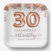 Rose Gold Balloons 30. Geburtstag Party Pappteller (Vorderseite)