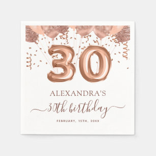Rose Gold Balloons 30. Geburtstag Party Serviette