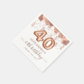 Rose Gold Balloons 40. Geburtstag Party Serviette (Ecke)