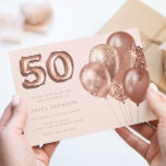 Rose Gold Balloons 50. Geburtstagsparty Einladung<br><div class="desc">Rose Gold Ballons 50. Geburtstagsparty Einladung Siehe Matching Kollektion im Niche & Nest Store</div>