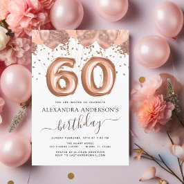 Rose Gold Balloons 60. Geburtstagsparty Einladung