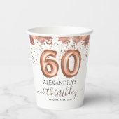 Rose Gold Balloons 60. Geburtstagsparty Pappbecher (Rückseite)