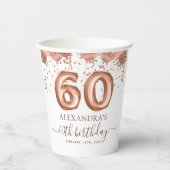 Rose Gold Balloons 60. Geburtstagsparty Pappbecher (Vorderseite)