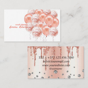 Rose Gold Balloons Business Card Visitenkarte