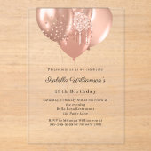 Rose gold balloons clear luxury birthday  acryleinladungen (Vorderseite)
