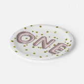 Rose Gold Balloons Confetti 1. Geburtstag Party Pappteller (Schrägansicht)