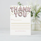 Rose Gold Balloons Confetti Dots Danke Karte (Stehend Vorderseite)