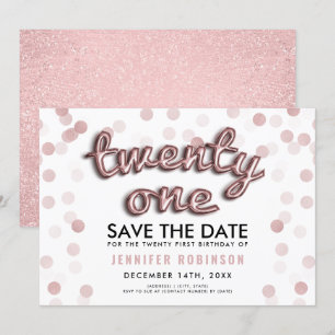 Rose Gold Balloons Glitzer 21. Geburtstag Einladung