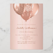 Rose gold balloons luxury birthday  folieneinladung (Vorderseite)