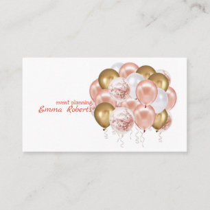 Rose Gold Balloons Moderne Visitenkarte