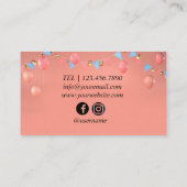 Rose Gold Balloons Moderne Visitenkarte (Rückseite)