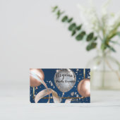 Rose Gold Balloons Navy Blue Party Event Plane Visitenkarte (Stehend Vorderseite)