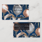 Rose Gold Balloons Navy Blue Party Event Plane Visitenkarte (Vorne/Hinten)