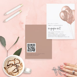 Rose Gold Balloons QR Code Verlobung