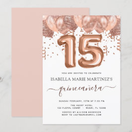 Rose Gold Balloons Quinceañera Feier Einladung