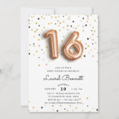 Rose Gold Balloons | Süße 16 Party Einladungen (Vorderseite)