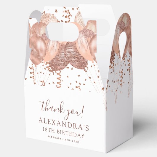 Rose Gold Balloons Vielen Dank für Ihre 18. Geburt Geschenkschachtel (Geöffnet)