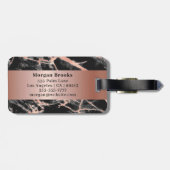 Rose Gold Bands, Black & Rose Gold Marmor, Name Gepäckanhänger (Rückseite horizontal)