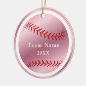 Rose Gold Baseball Softball Team Name & Jahr Rosa Keramik Ornament (Links)