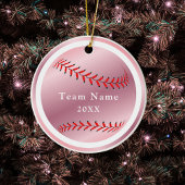 Rose Gold Baseball Softball Team Name & Jahr Rosa Keramik Ornament
