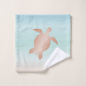 Rose Gold Beachstyle Turtles Coastal Badhandtuch Set (Waschlappen)