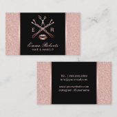 Rose Gold Beauty Logo Makeup Artist Haar Stylist Visitenkarte (Vorne/Hinten)