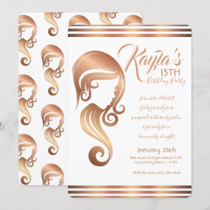 Rose Gold Beauty Mädchen Haar- und Make-up Salon-P Einladung