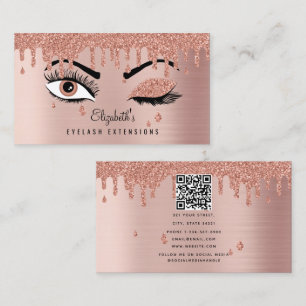 Rose Gold Beauty Makeup Artist Eyelashes QR Code Visitenkarte