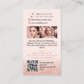 Rose Gold Beauty Makeup Artist Fotos QR Code Visitenkarte (Rückseite)