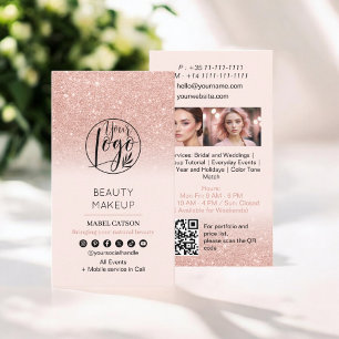 Rose Gold Beauty Makeup Artist Fotos QR Code Visitenkarte