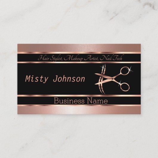 Rose Gold Beauty Salon Design Business Card Visitenkarte (Vorderseite)