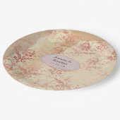 Rose Gold bedrückte Damaskesehnung Pappteller (Schrägansicht)