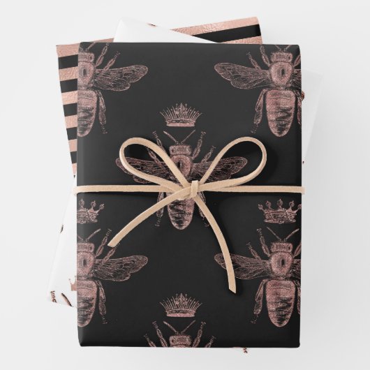 Rose Gold Bee Muster Geschenkpapier Set (Beispiel)