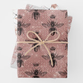 Rose Gold Bee Muster Geschenkpapier Set (Beispiel)