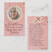Rose Gold Beerdigung Memorial Gebet Fotokarte Visitenkarte (Vorne/Hinten)