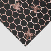 Rose Gold Bees and Honeycomb on Black Decoupage Seidenpapier (Detail)