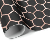 Rose Gold Bees und Honeycomb auf Black Geschenkpapier (Rolleneckpunkt)