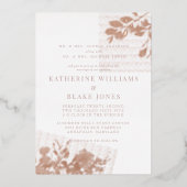 Rose Gold Beide Eltern Dusty Rose Hochzeit Folieneinladung (Vorderseite)